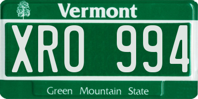 VT license plate XRO994