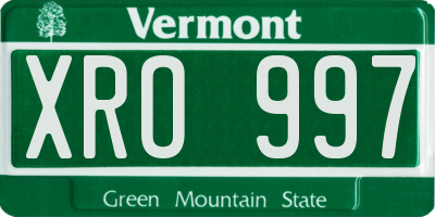 VT license plate XRO997