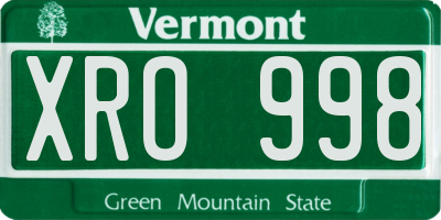 VT license plate XRO998