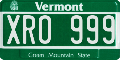 VT license plate XRO999