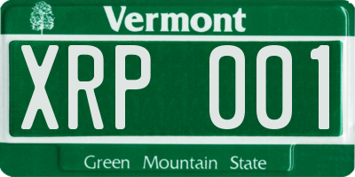 VT license plate XRP001