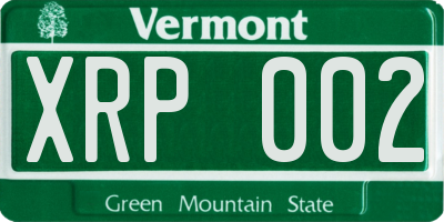 VT license plate XRP002