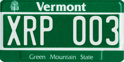 VT license plate XRP003