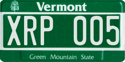VT license plate XRP005