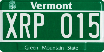 VT license plate XRP015