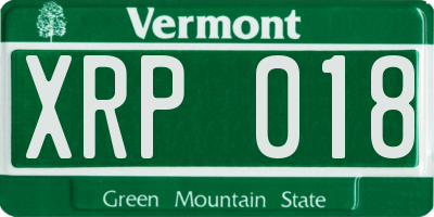 VT license plate XRP018
