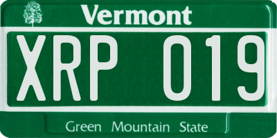 VT license plate XRP019