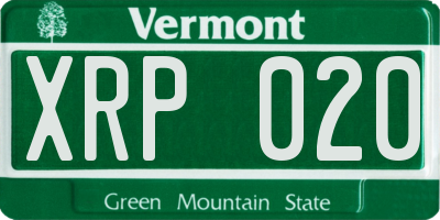 VT license plate XRP020