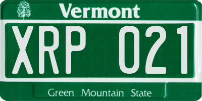 VT license plate XRP021