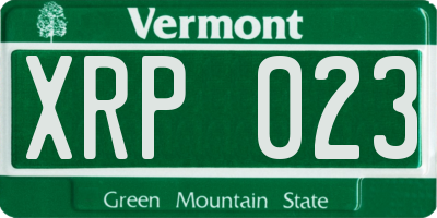 VT license plate XRP023