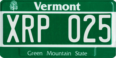 VT license plate XRP025