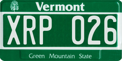 VT license plate XRP026
