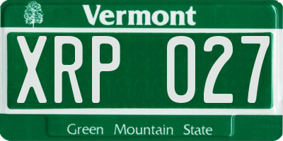 VT license plate XRP027