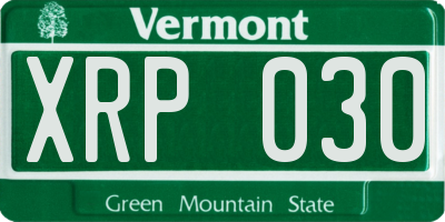 VT license plate XRP030