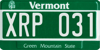 VT license plate XRP031