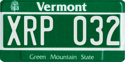 VT license plate XRP032
