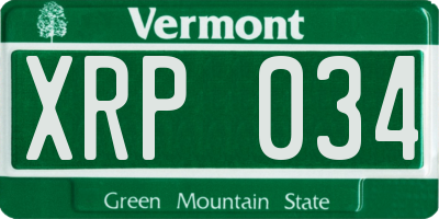VT license plate XRP034
