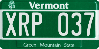 VT license plate XRP037