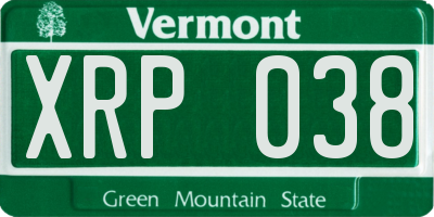 VT license plate XRP038