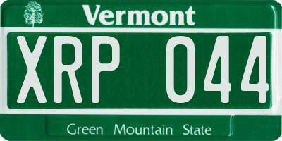 VT license plate XRP044