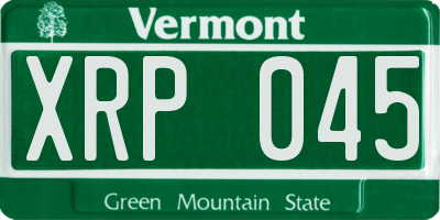 VT license plate XRP045