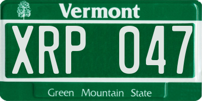 VT license plate XRP047