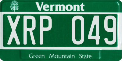 VT license plate XRP049