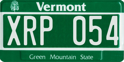 VT license plate XRP054