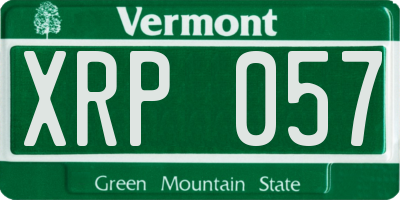 VT license plate XRP057