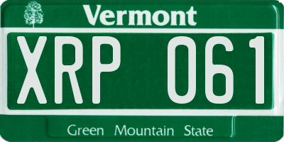 VT license plate XRP061