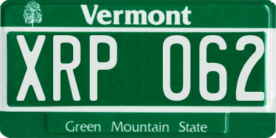 VT license plate XRP062