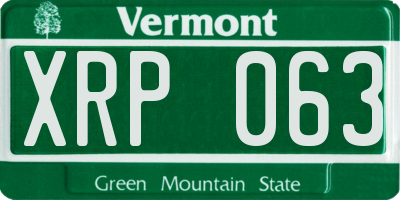 VT license plate XRP063