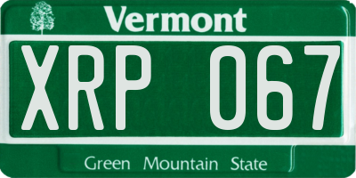 VT license plate XRP067