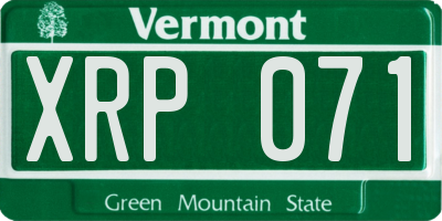 VT license plate XRP071