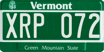 VT license plate XRP072