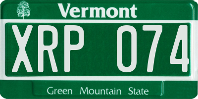VT license plate XRP074