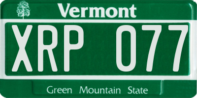 VT license plate XRP077