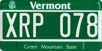 VT license plate XRP078