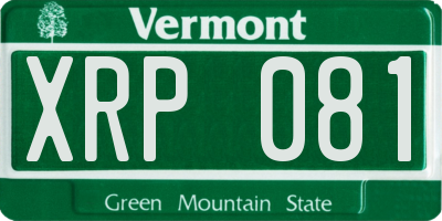VT license plate XRP081