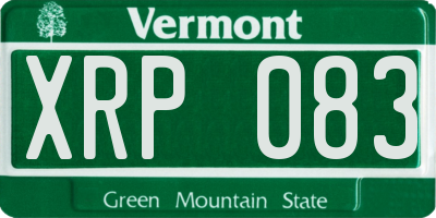 VT license plate XRP083