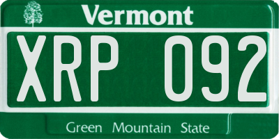 VT license plate XRP092