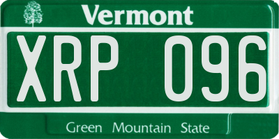 VT license plate XRP096