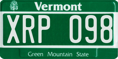 VT license plate XRP098