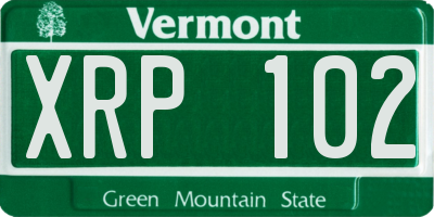 VT license plate XRP102
