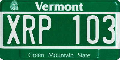 VT license plate XRP103