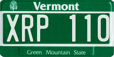 VT license plate XRP110