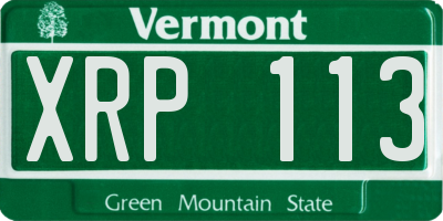 VT license plate XRP113