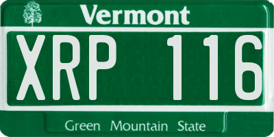 VT license plate XRP116