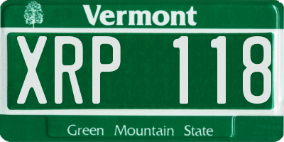 VT license plate XRP118