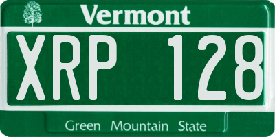 VT license plate XRP128